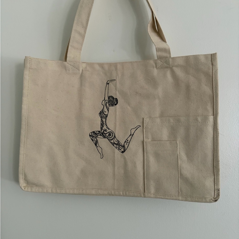 Elegant Tan Tote Bag with Artistic Design